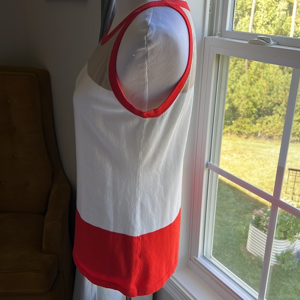 EUC Banana Republic Cotton Blend Lava Horizontal Block Stripe Sleeveless Top - Picture 5 of 8